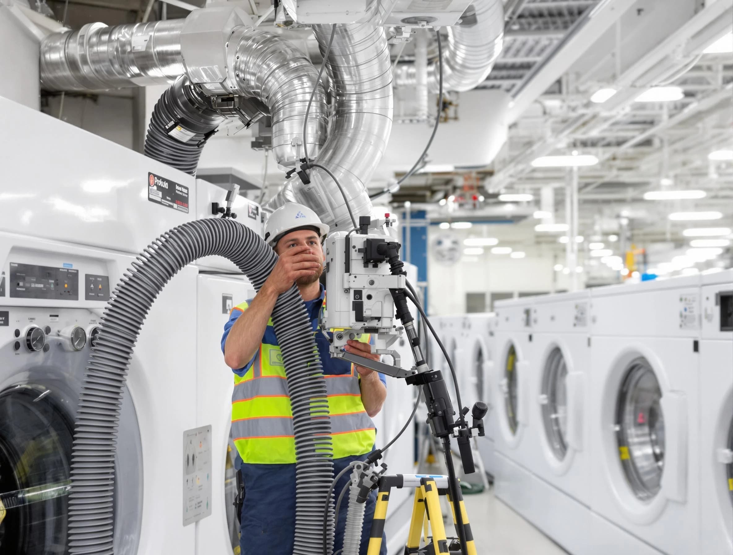 Cullman Dryer Vent Cleaning team performing commercial-grade dryer vent cleaning at a business facility in Cullman
